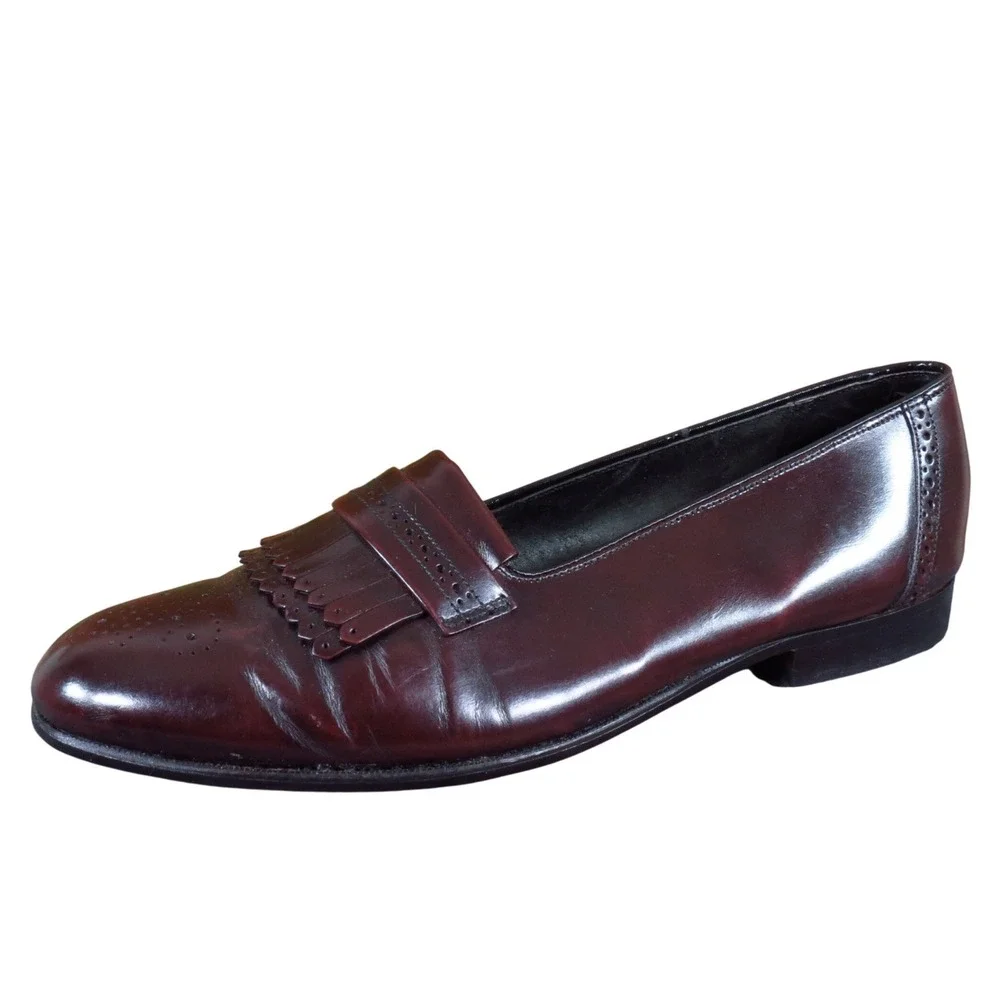 Bostonian Prime‎ Men Casual Kiltie Tassel Loafer 9.5 Dress Burgundy Leather